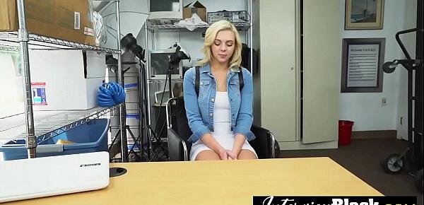  Nasty BBC deep throat by a petite blonde cutie during a fake interview.